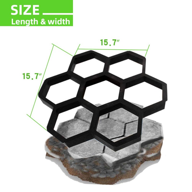 CJGQ 15.7"x15.7"x1.57" Concrete Molds Reusable Walk Maker Stepping Stone Paver Path Maker Lawn Patio Yard Garden DIY Walkway Pavement Paving Moulds (Honeycomb) - Image 5